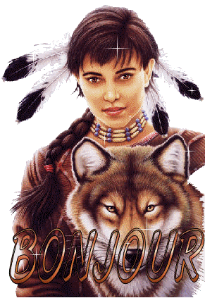 femme indienne et son loup